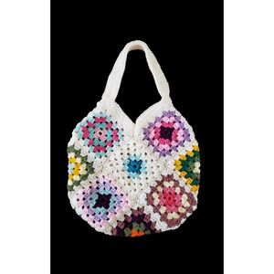 Crocheted Multicolor Satchel Grocery Market Tote Bag